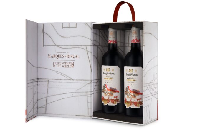 Pack de 2 botellas de la edición Marqués de Riscal Reserva Edición Especial Risk All 2021. Foto: agencia.